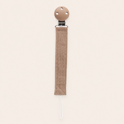 Speenkoord met clip Bruin met naam