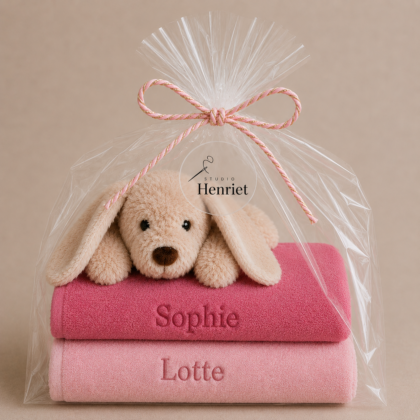 Luxe naam handdoekenpakket met konijn