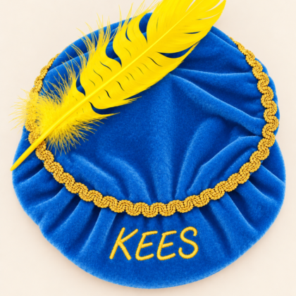 Pietenmuts blauw met naam